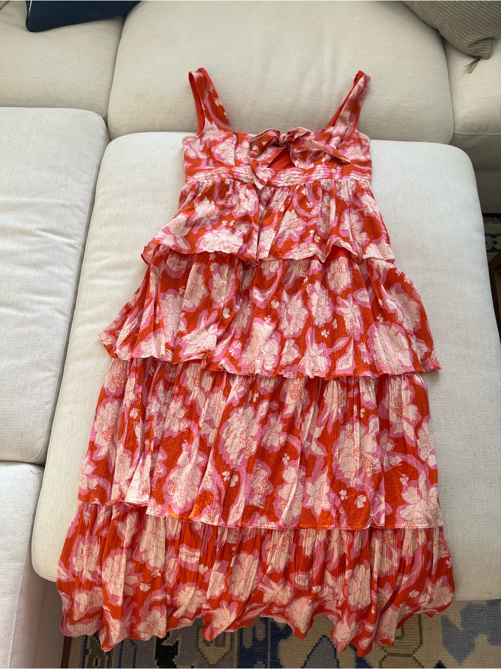 Tiered Floral Sundress in Pink & Red